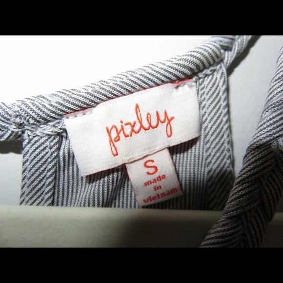 Pixley Tank Top Georgio Braided Blue Gray Stripe Halter Stretch Cut Out Small - Picture 4 of 11